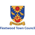 Fleetwood Town Council crest of arms. A beautiful crest made from reds, golds and deep blues, birds, an old fishing vessel and the red rose of Lancashire
